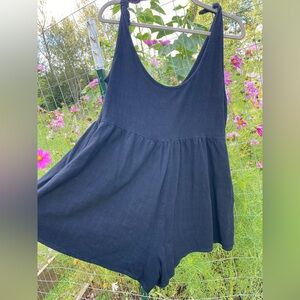 Black linen romper